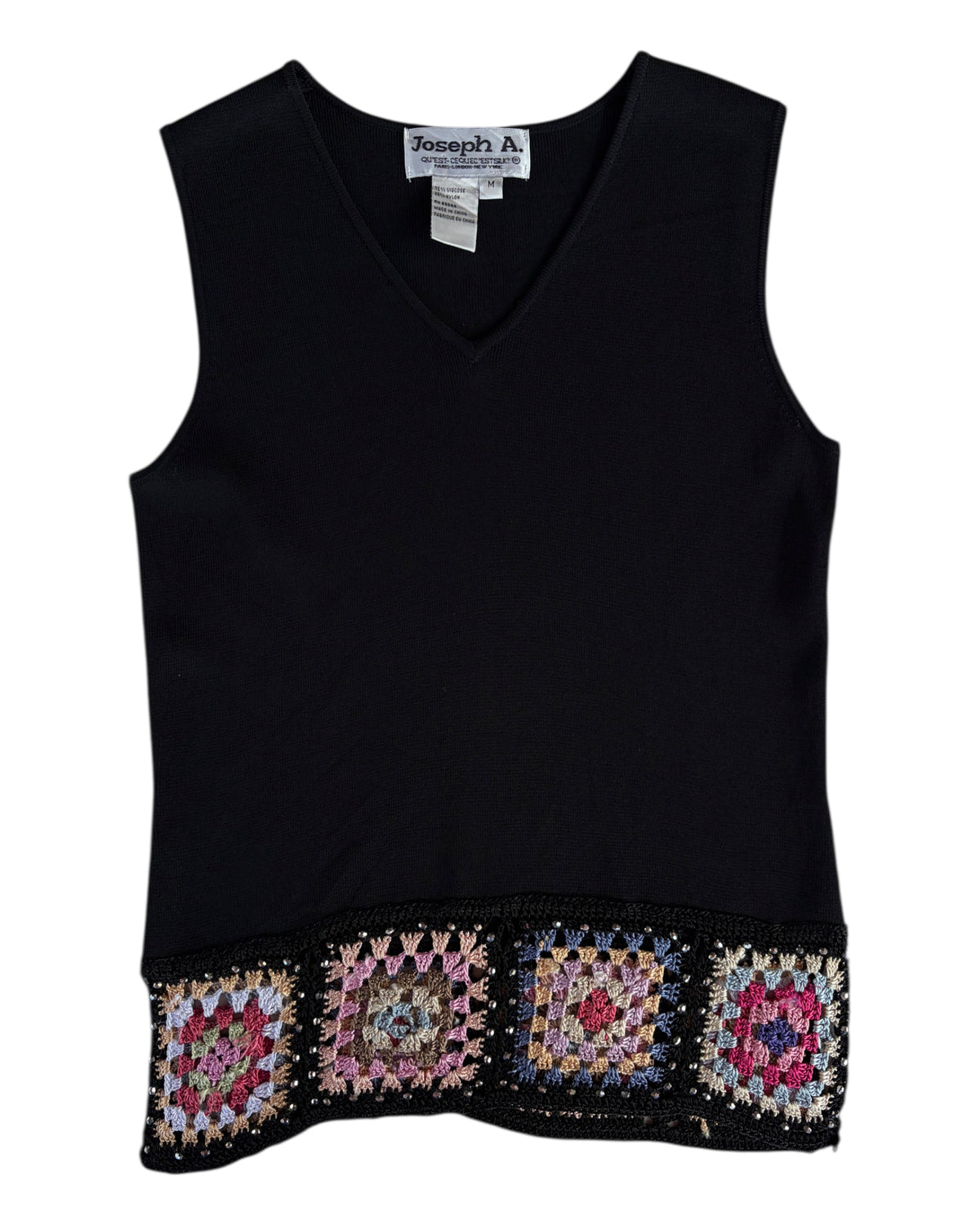 1990s JOSEPH A. BLACK BEADED HEM TOP