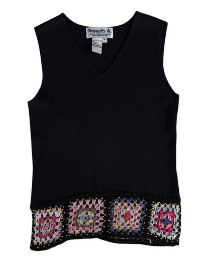1990s JOSEPH A. BLACK BEADED HEM TOP