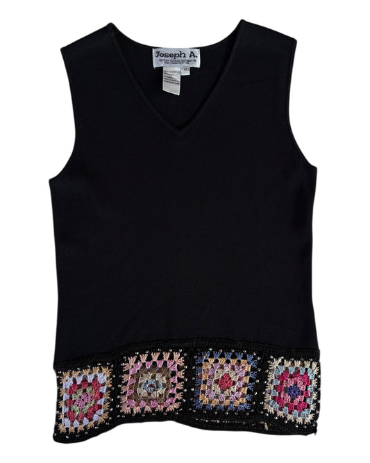 1990s JOSEPH A. BLACK BEADED HEM TOP