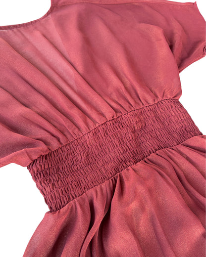 2000S BURGUNDY DRAPED EMPIRE TOP