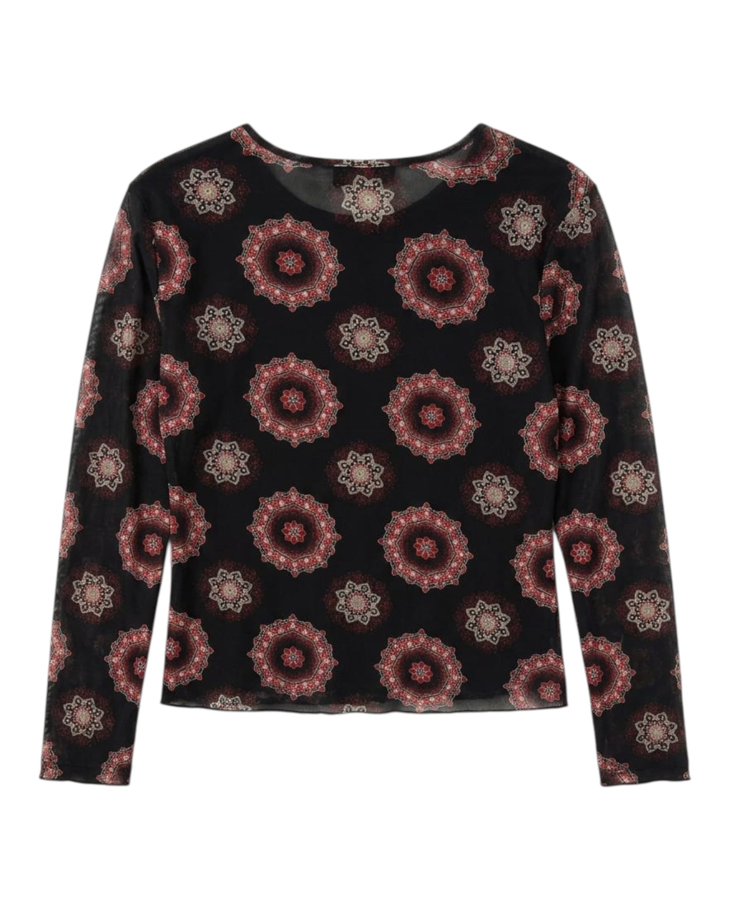 2000S SAG HARBOR BLACK MANDALA PRINT TOP