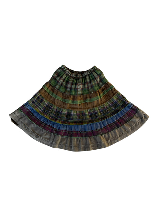 2000S PATCHWORK PLAID SKIRT