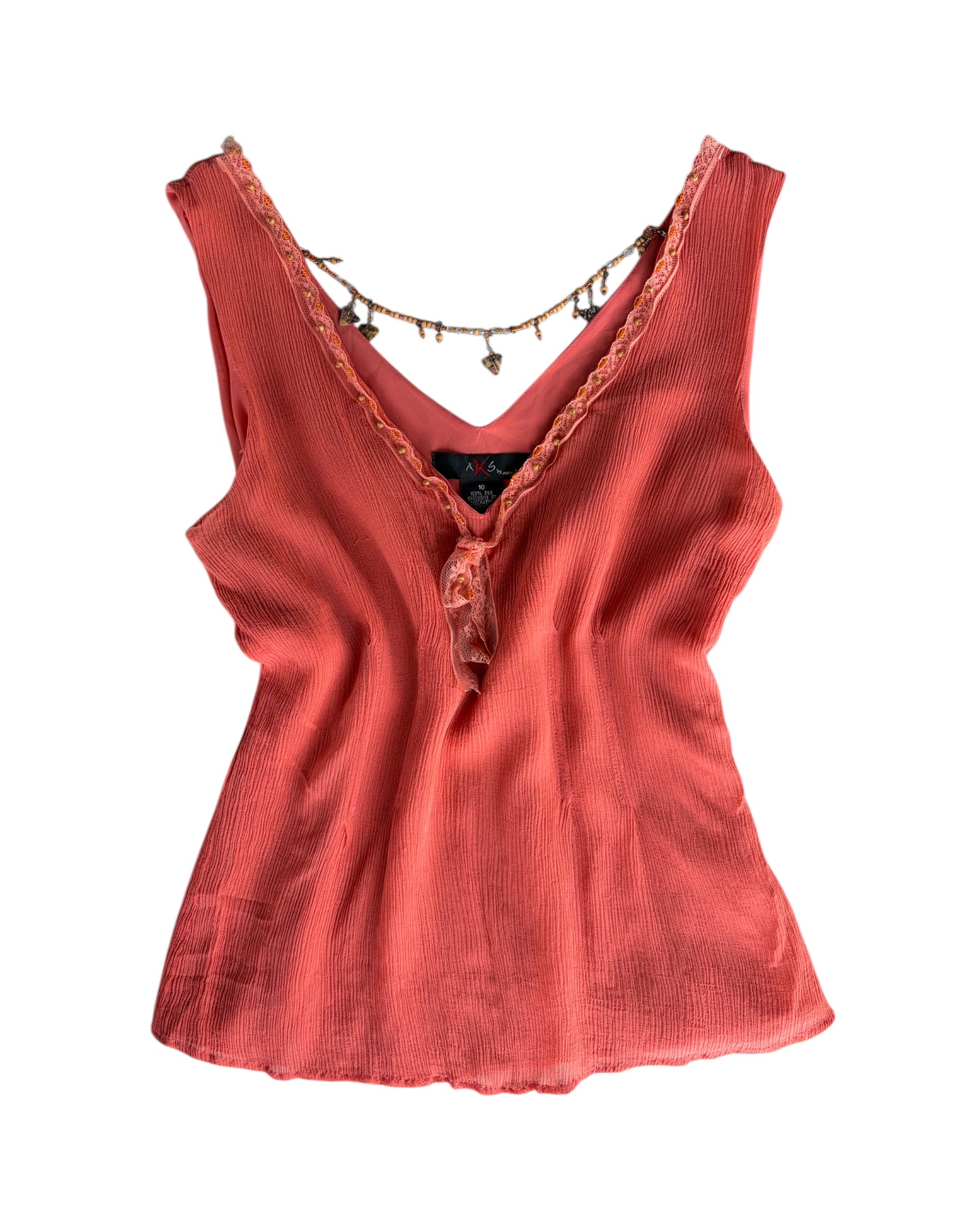2000S AKS BY AMY K. SU SILK BEADED TOP