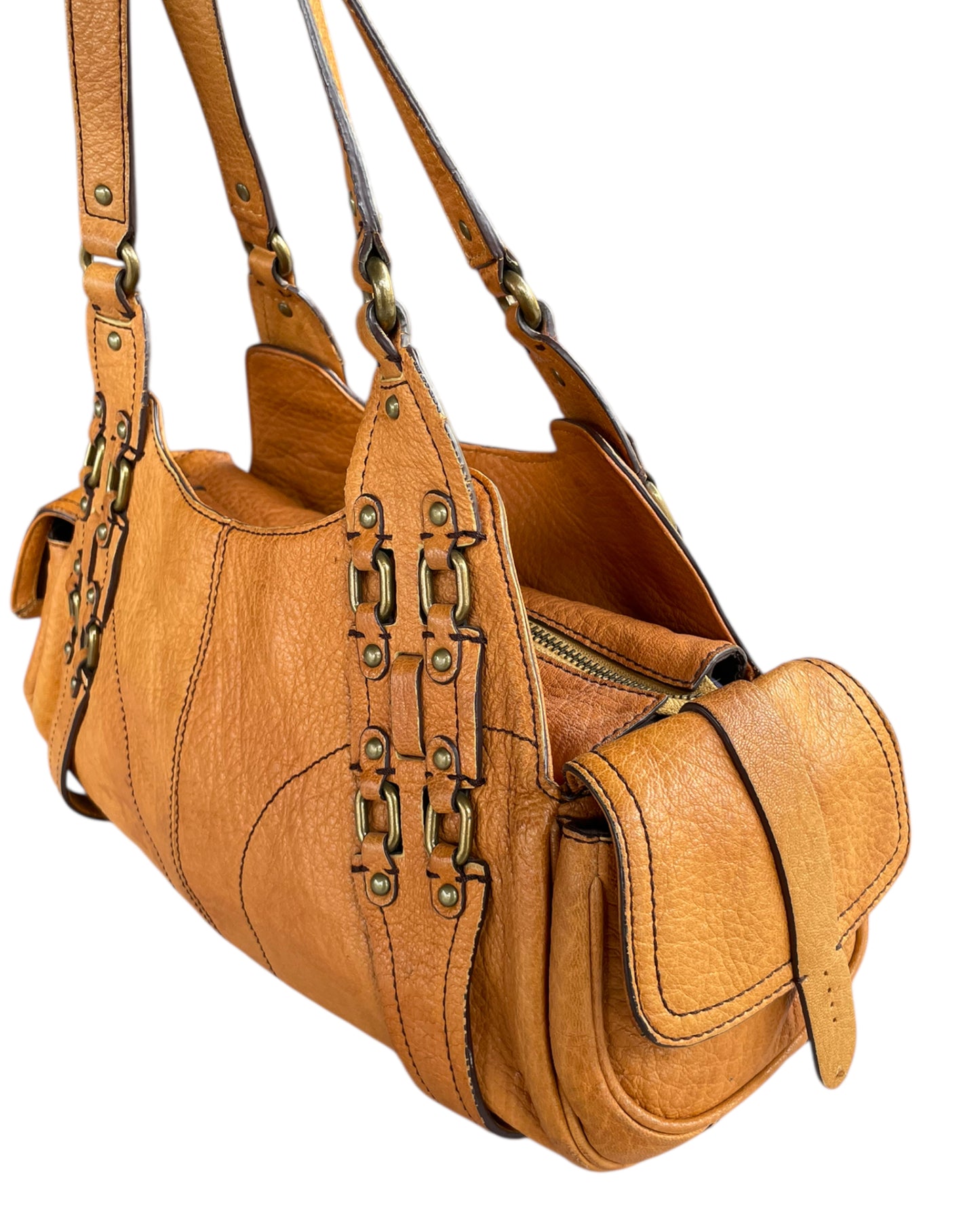 2000S COLE HAAN TAN LEATHER HANDBAG
