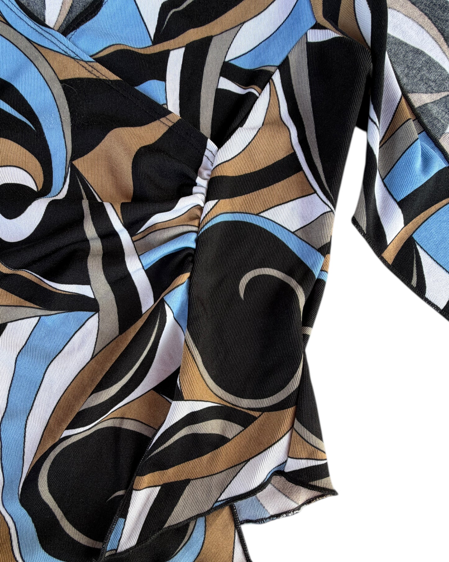 2000S BEWARE ABSTRACT WRAP BLOUSE