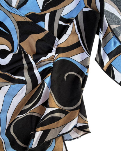 2000S BEWARE ABSTRACT WRAP BLOUSE
