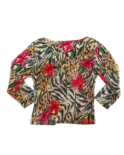 2000S CHAUDRY SPORTS MULTICOLOR ANIMAL FLORAL TOP