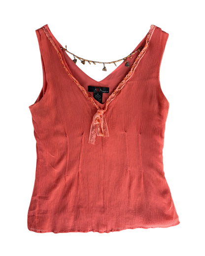 2000S AKS BY AMY K. SU SILK BEADED TOP