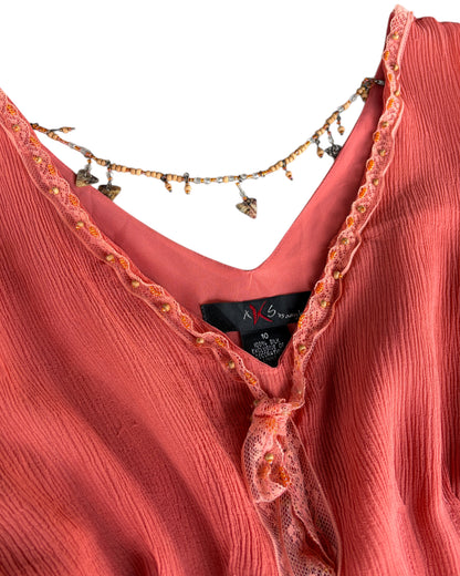 2000S AKS BY AMY K. SU SILK BEADED TOP