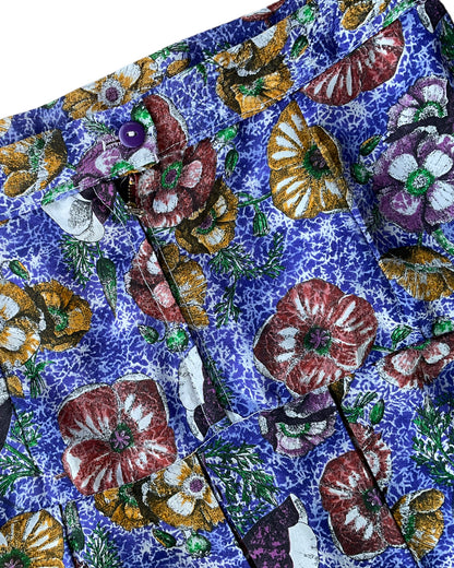 1990s BLUE FLORAL MIDI SKIRT