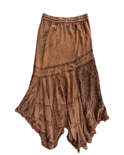 2000S SCULLY BROWN EMBROIDERED MAXI SKIRT