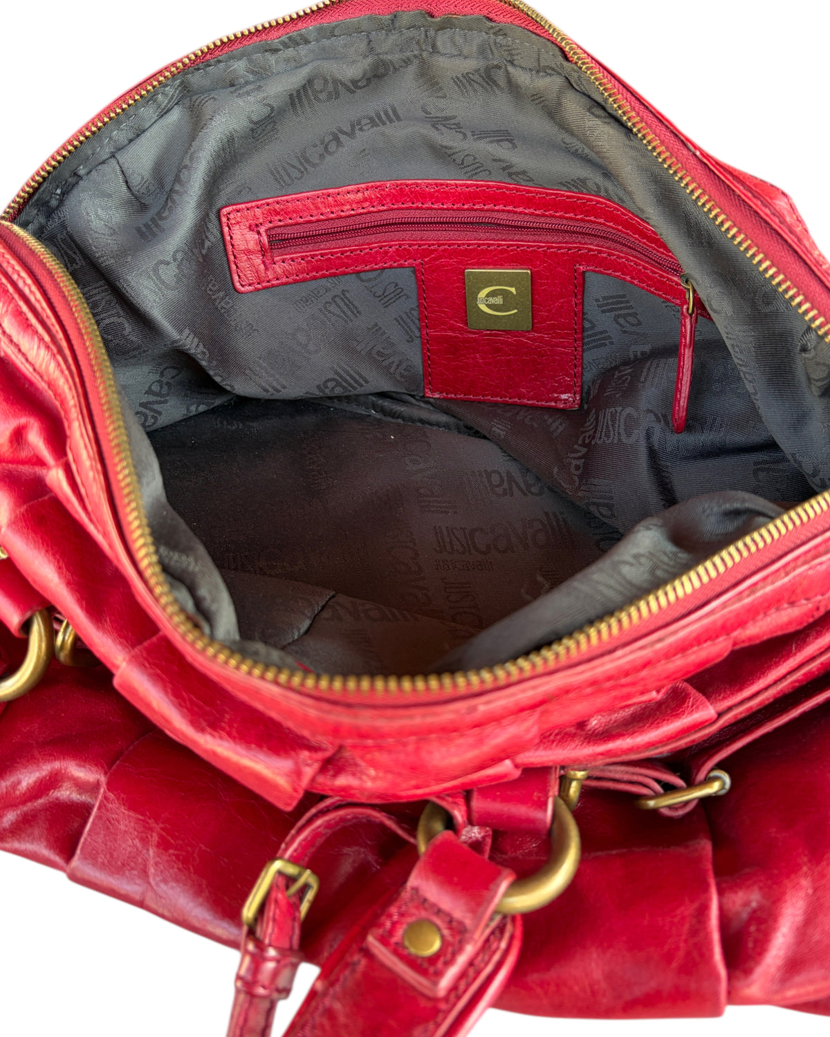 2000S JUST CAVALLI RED CHAIN HANDBAG