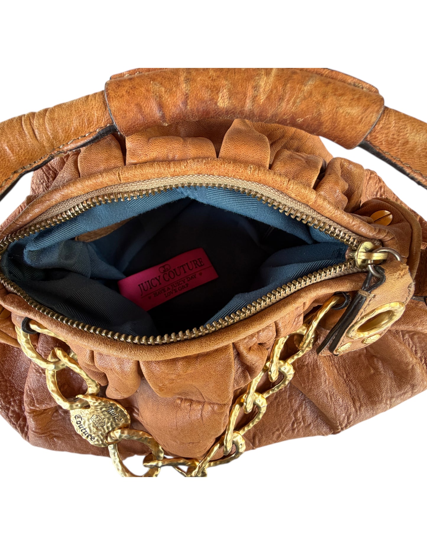 2000S JUICY COUTURE TAN LEATHER HOBO BAG