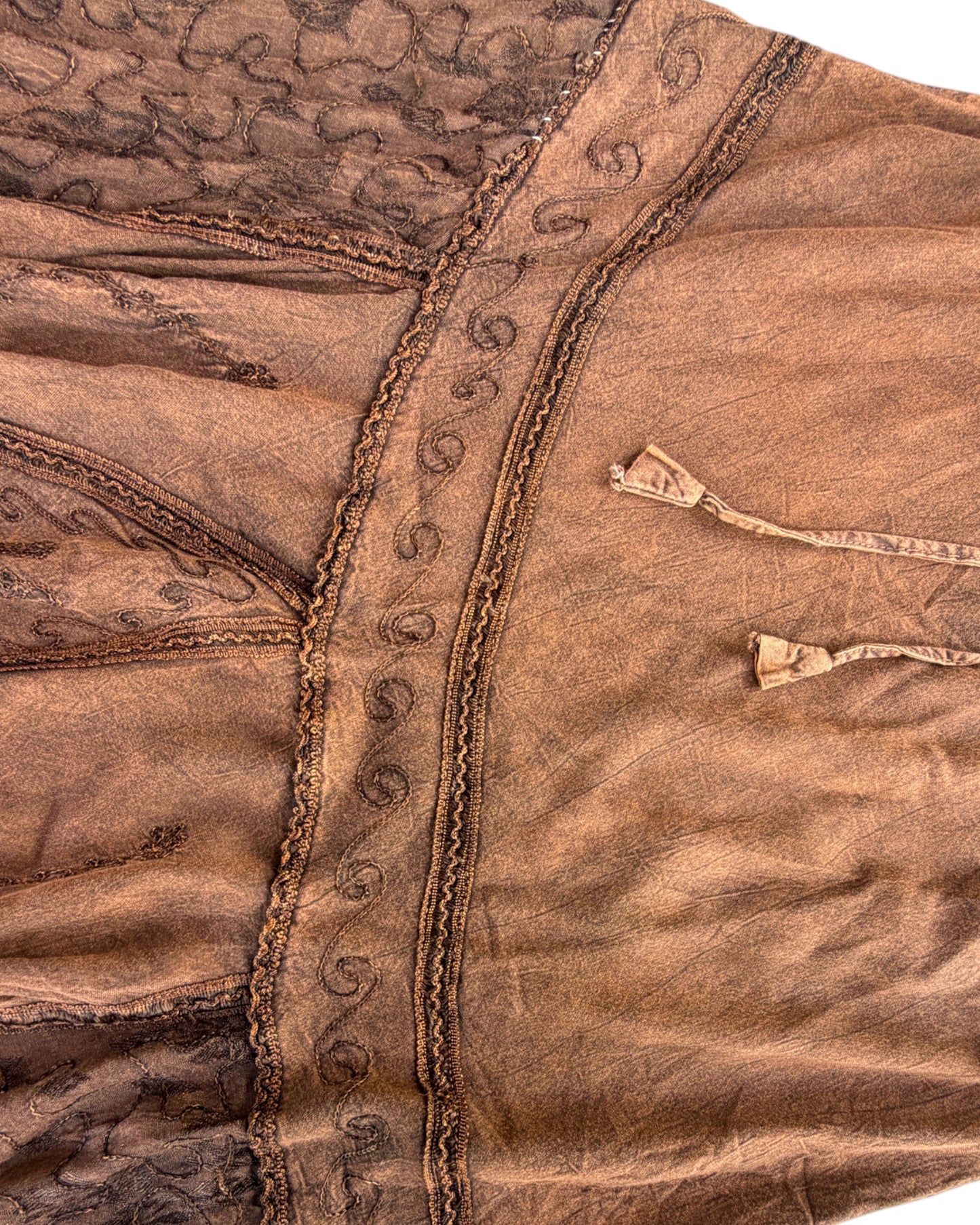 2000S SCULLY BROWN EMBROIDERED MAXI SKIRT