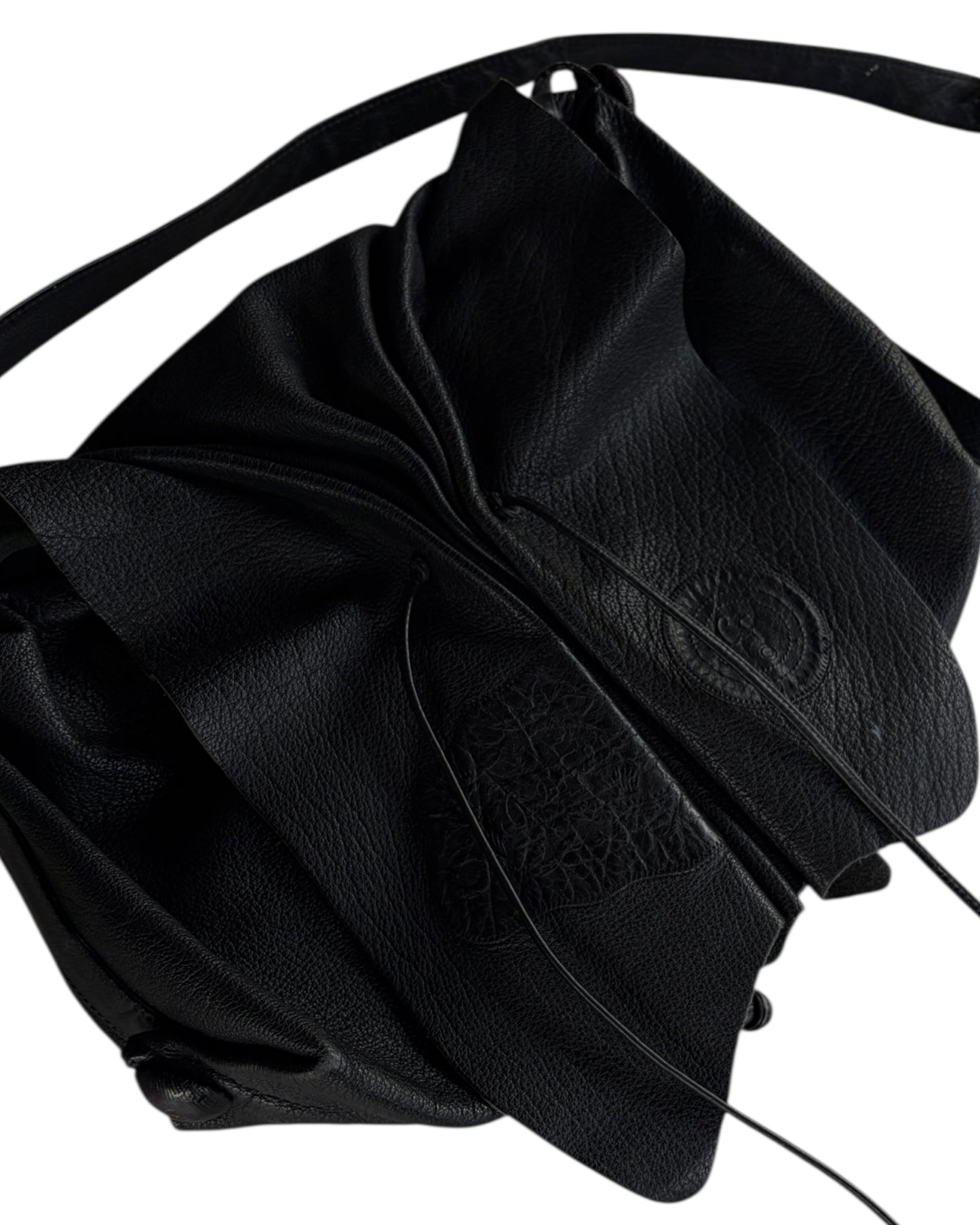 1980s MARIPOSA X CARLOS FALCHI LEATHER SLOUCHY BAG