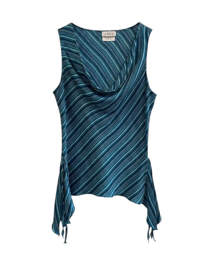 2000S A. BYER BLUE STRIPED COWL TOP