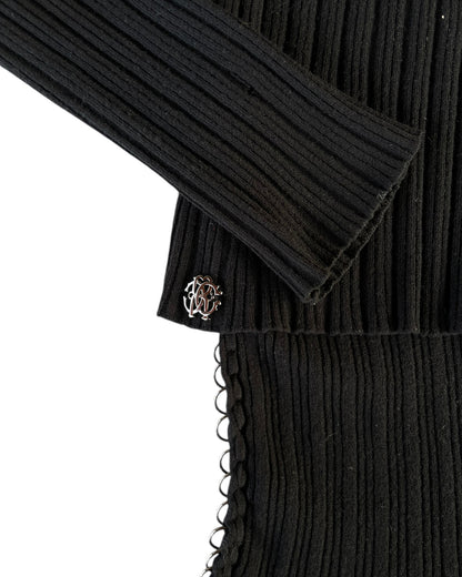 2000S ROBERTO CAVALLI BLACK RIBBED LONG SLEEVE