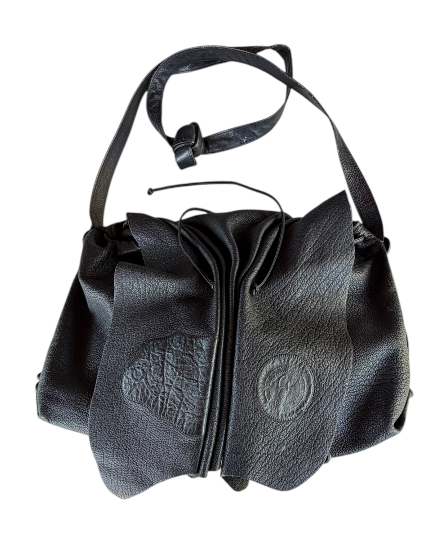 1980s MARIPOSA X CARLOS FALCHI LEATHER SLOUCHY BAG