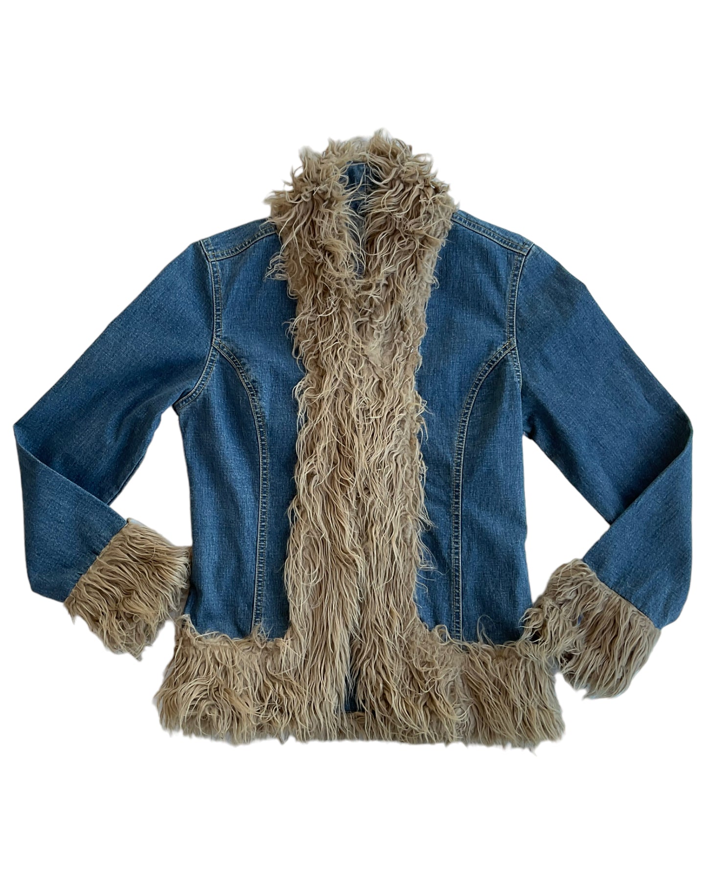 2000s NO BOUNDARIES FUR & DENIM JACKET