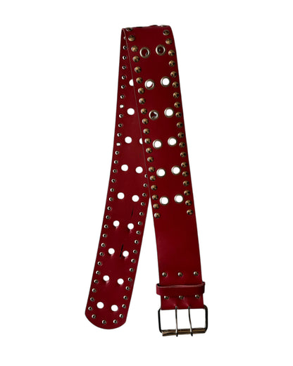 2000S RED LEATHER GROMMET BELT