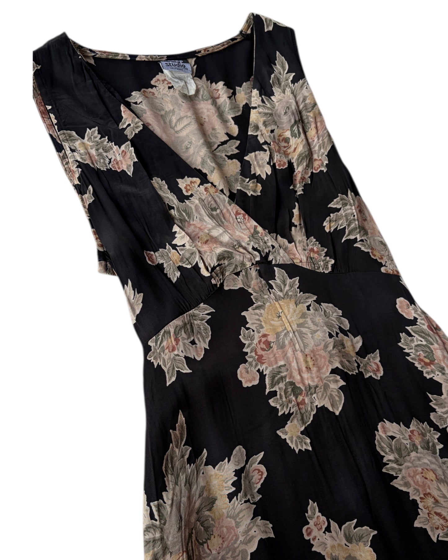 2000S KNAPP STUDIO BLACK FLORAL DRESS