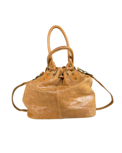2000S TAN LEATHER BUCKET BAG