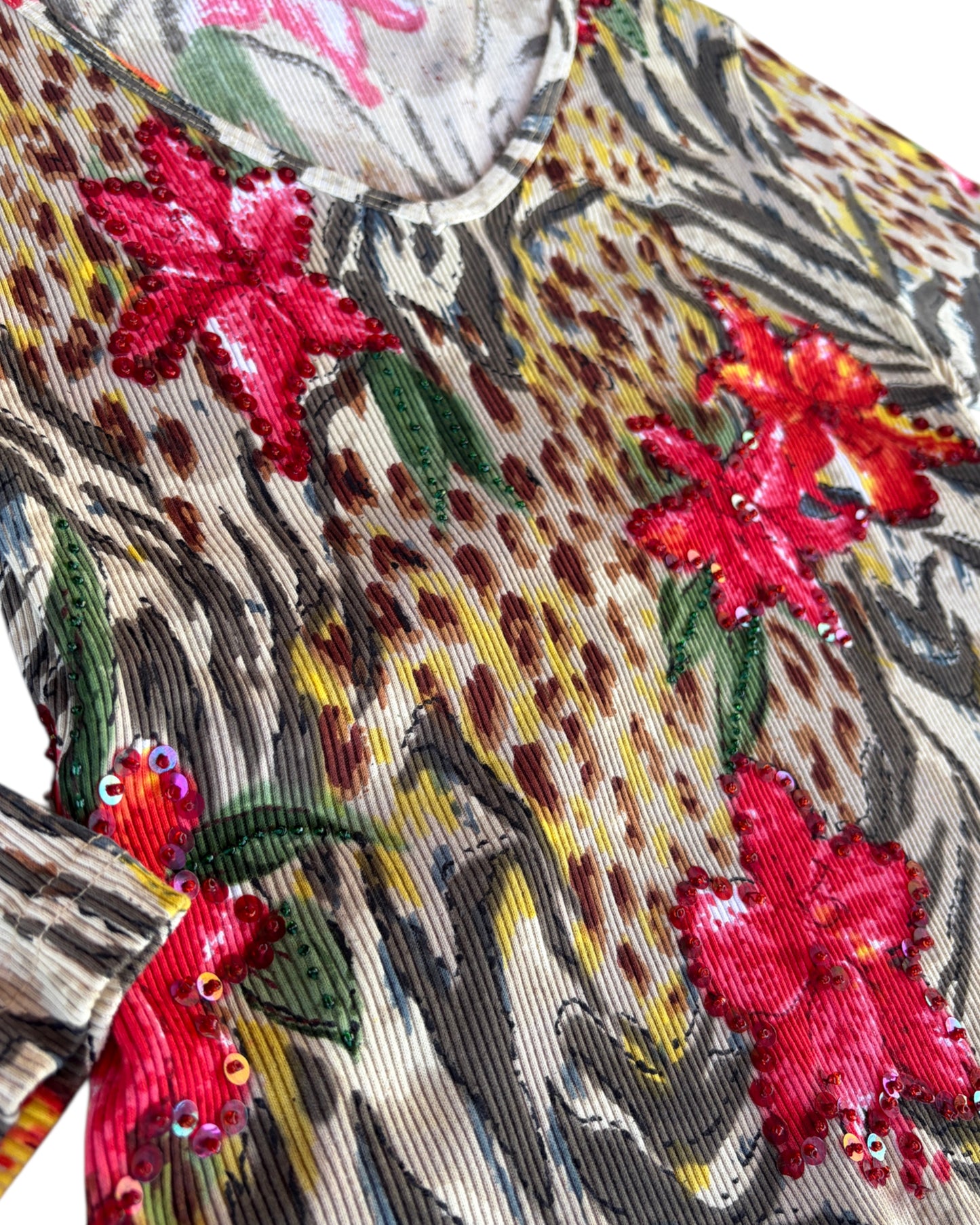 2000S CHAUDRY SPORTS MULTICOLOR ANIMAL FLORAL TOP