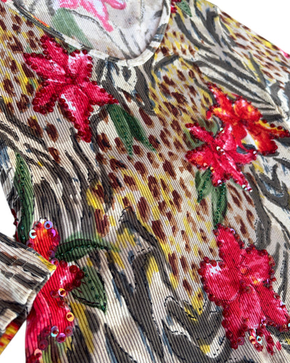 2000S CHAUDRY SPORTS MULTICOLOR ANIMAL FLORAL TOP