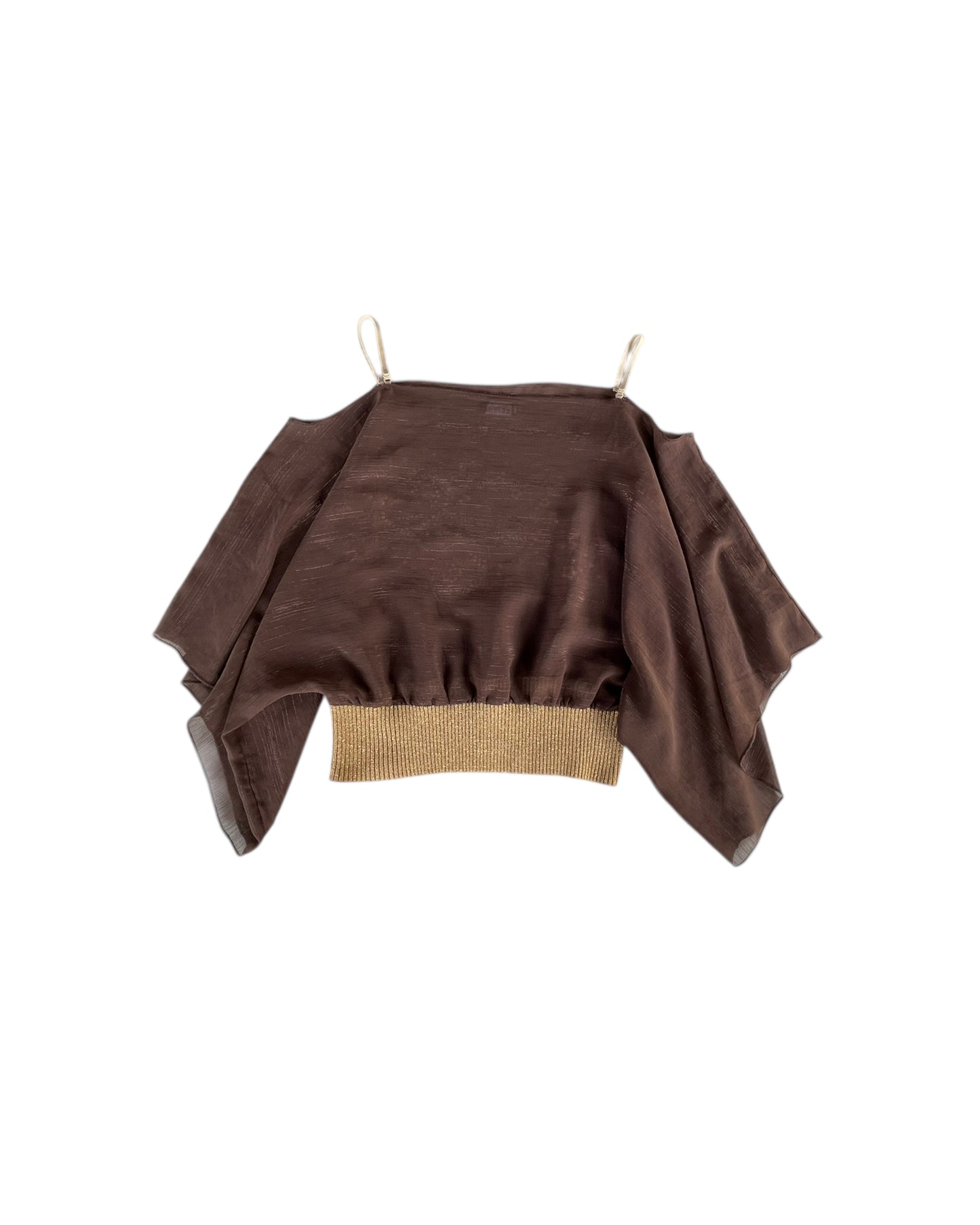2000S WET SEAL BROWN EMBROIDERED SHEER TOP