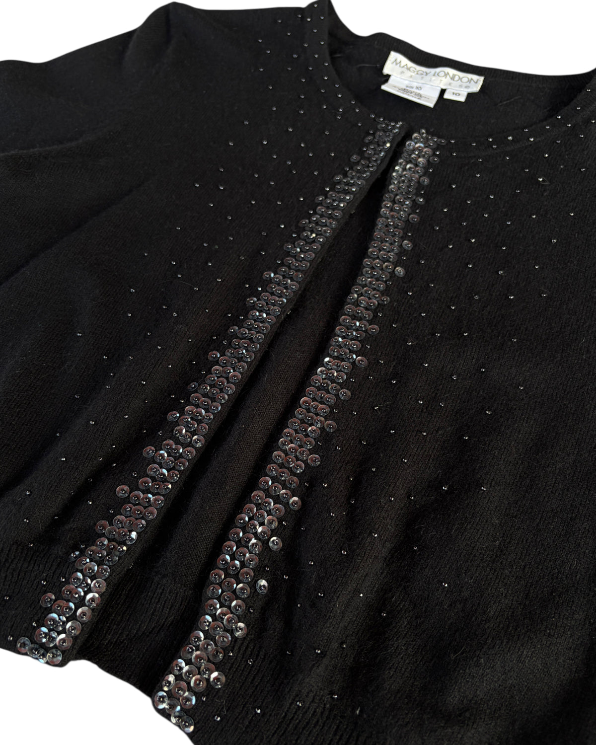 2000S MAGGY LONDON BLACK SEQUIN BOLERO