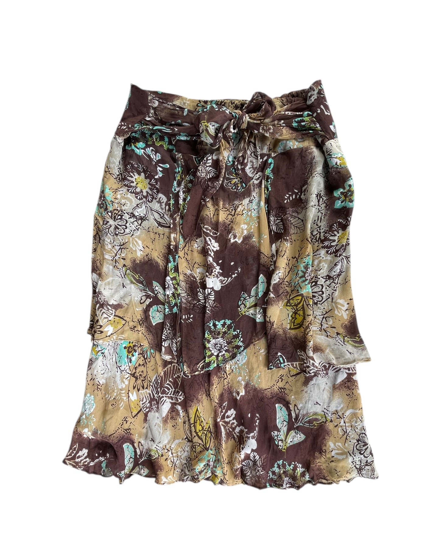 2000S STYLE AND CO BROWN FLORAL TIE FRONT DRESS