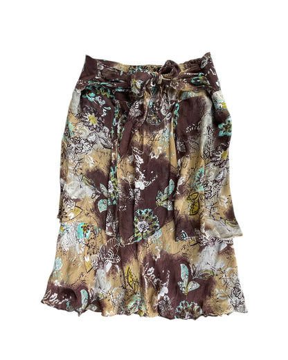 2000S STYLE AND CO BROWN FLORAL TIE FRONT DRESS