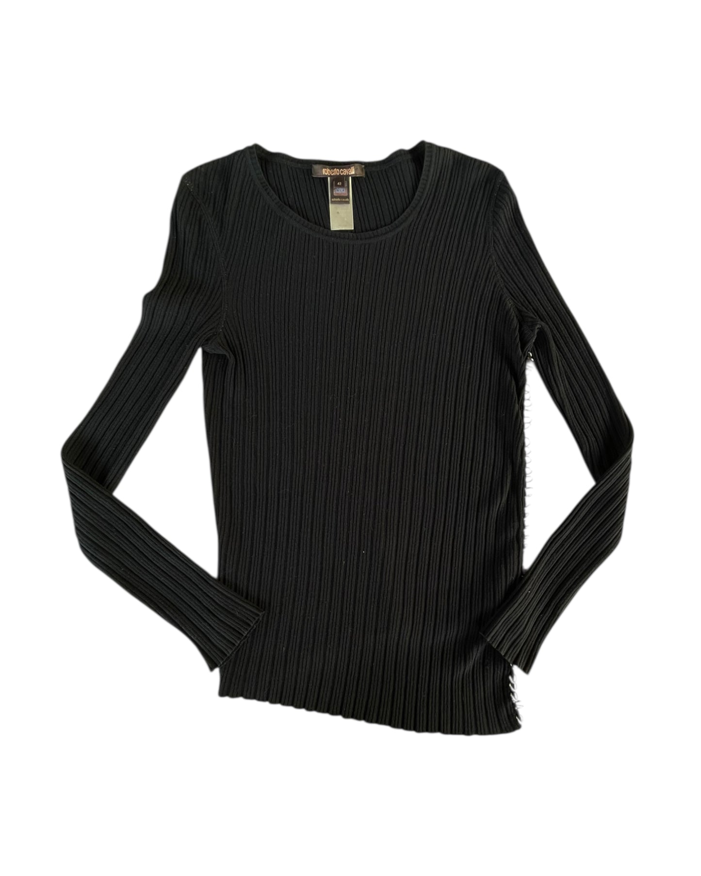 2000S ROBERTO CAVALLI BLACK RIBBED LONG SLEEVE