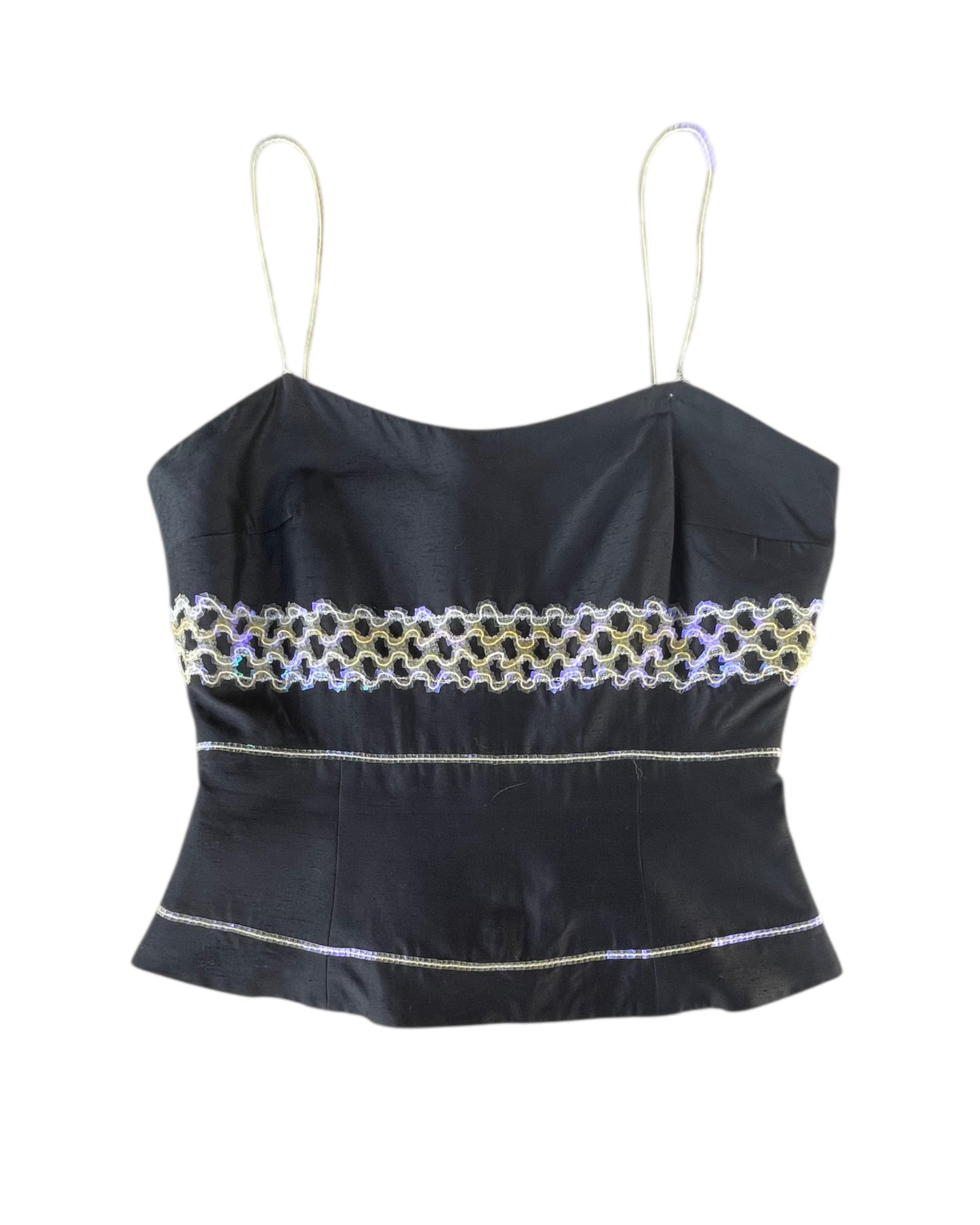 2000S MERCEDES FUENTES BLACK BEADED TWO PIECE SET