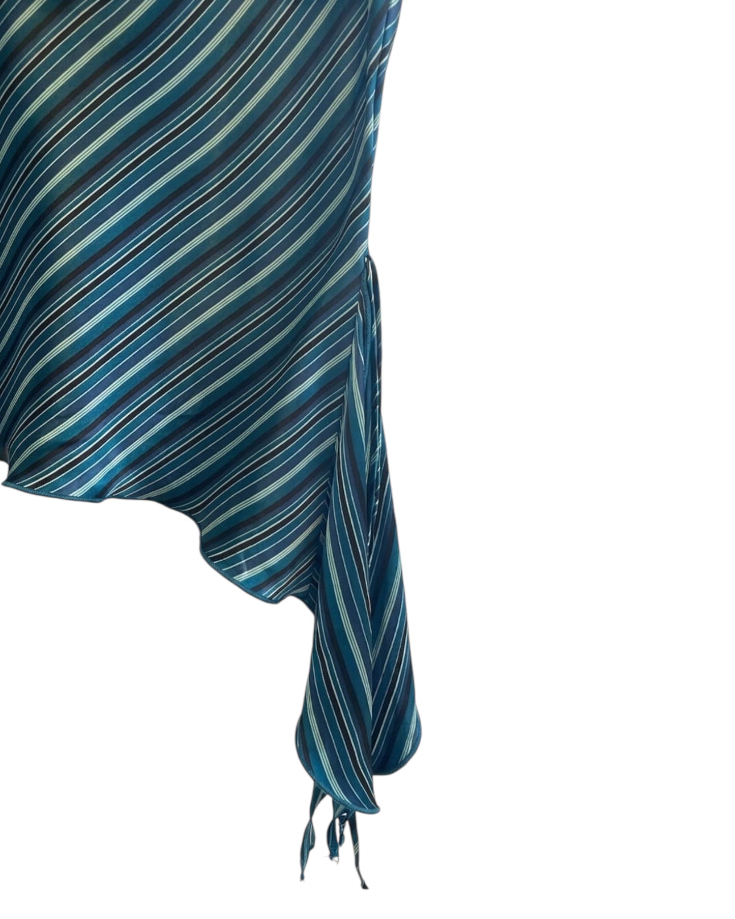 2000S A. BYER BLUE STRIPED COWL TOP