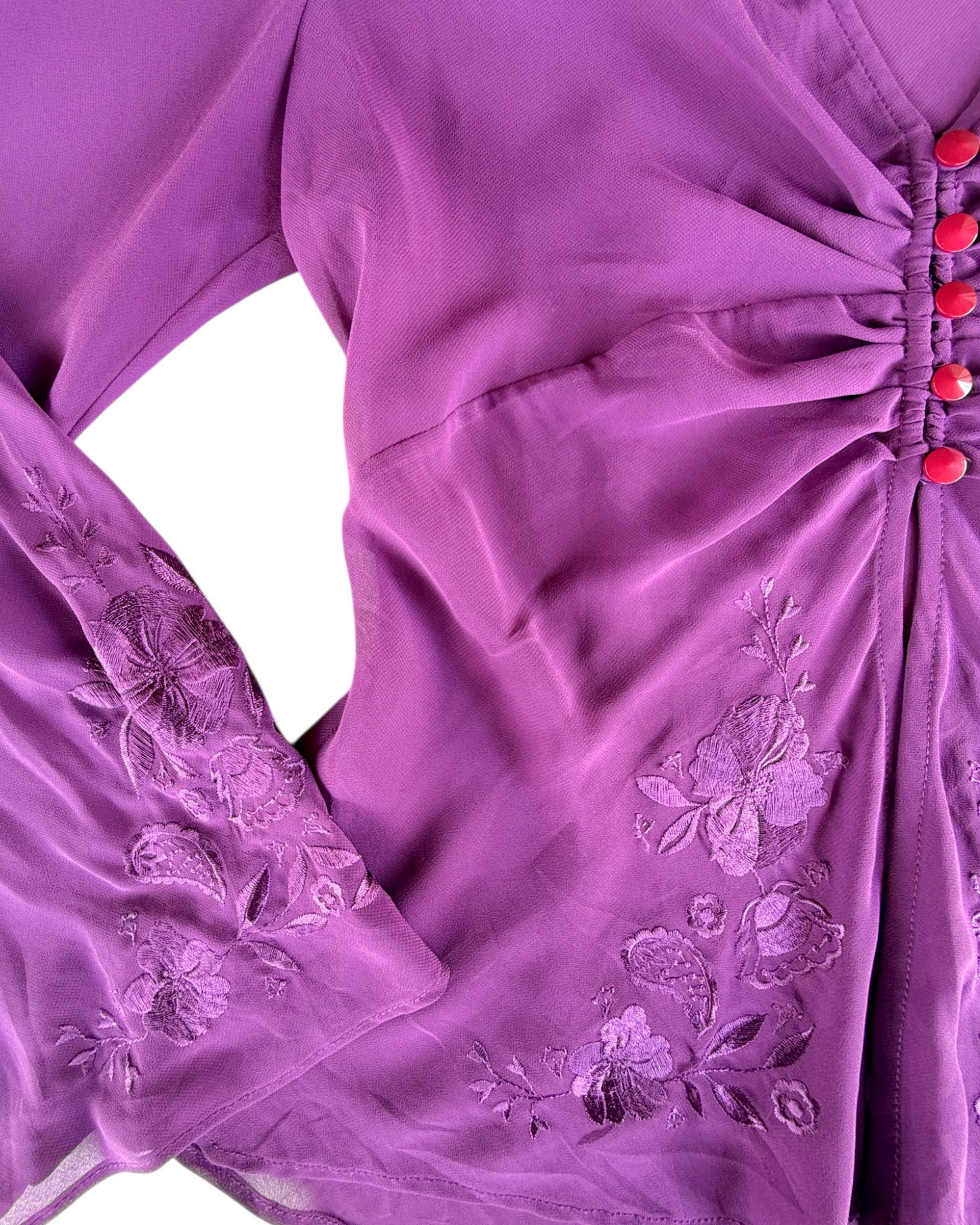 2000S BANDOLINO PURPLE RUCHED BLOUSE