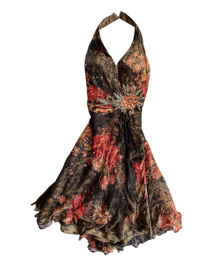 2000S TERANI HALTER DRESS