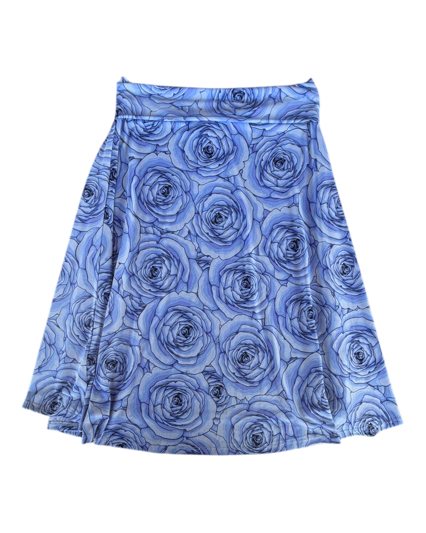 2000S LULAROE BLUE ROSE FLORAL SKIRT