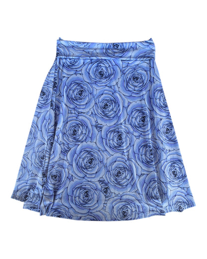 2000S LULAROE BLUE ROSE FLORAL SKIRT