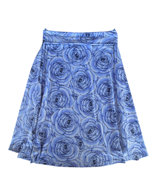 2000S LULAROE BLUE ROSE FLORAL SKIRT