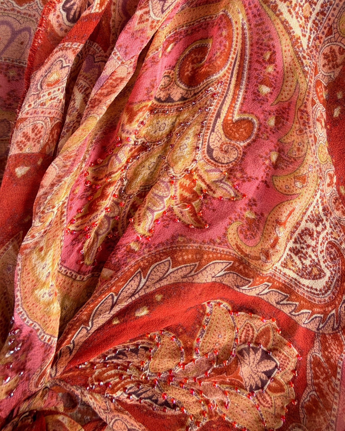 2000S KAREN KANE PAISLEY SILK WRAP BLOUSE