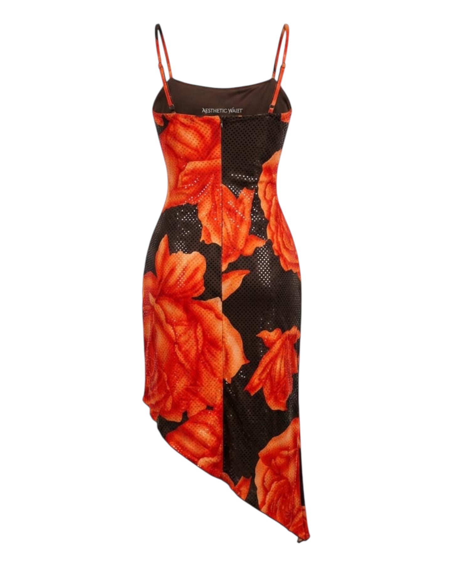 2000S CACHE ORANGE ROSE SLIP DRESS