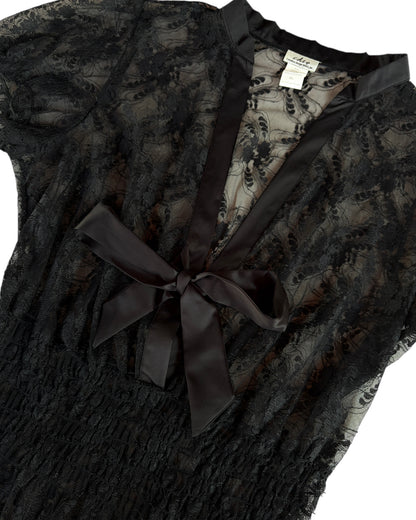 2000S CDW BLACK LACE TIE FRONT TOP