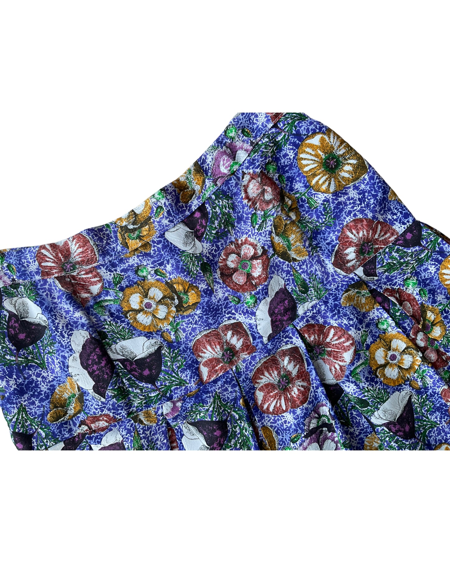 1990s BLUE FLORAL MIDI SKIRT