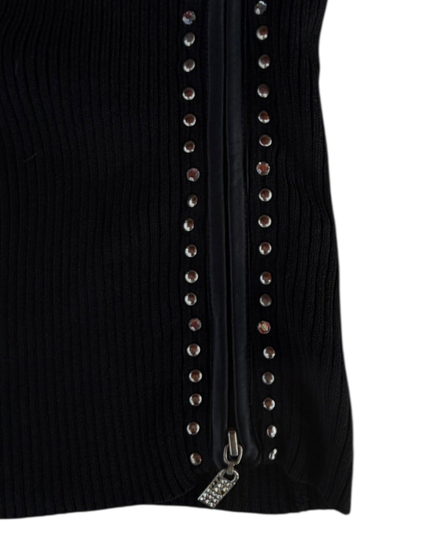 2000S CACHE BLACK OFF SHOULDER STUDDED KNIT