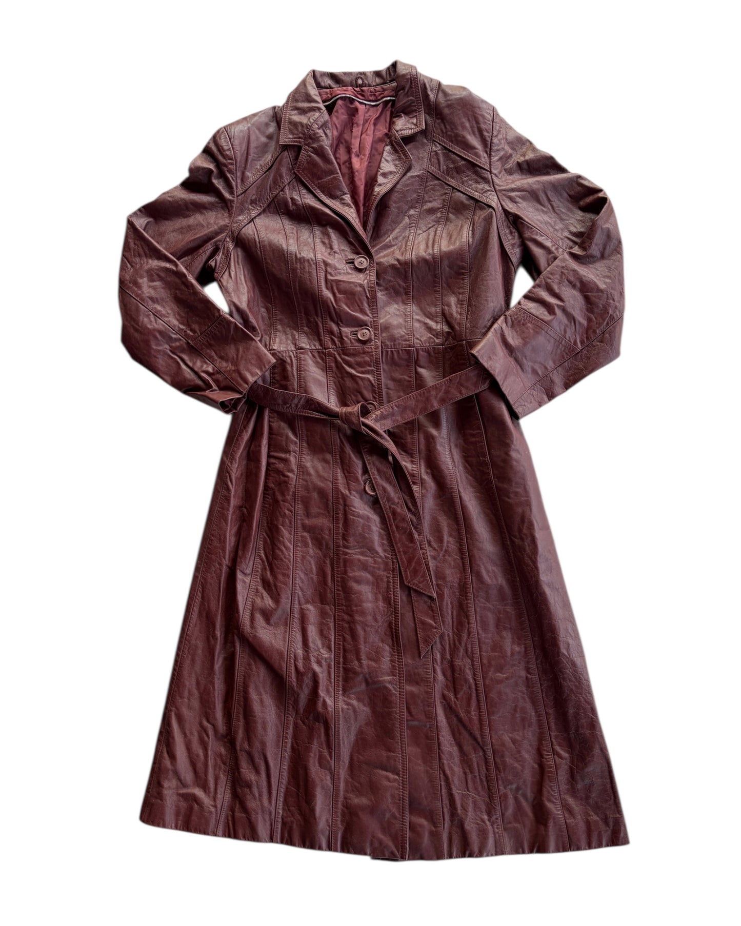 1990S BURGANDY LEATHER COAT
