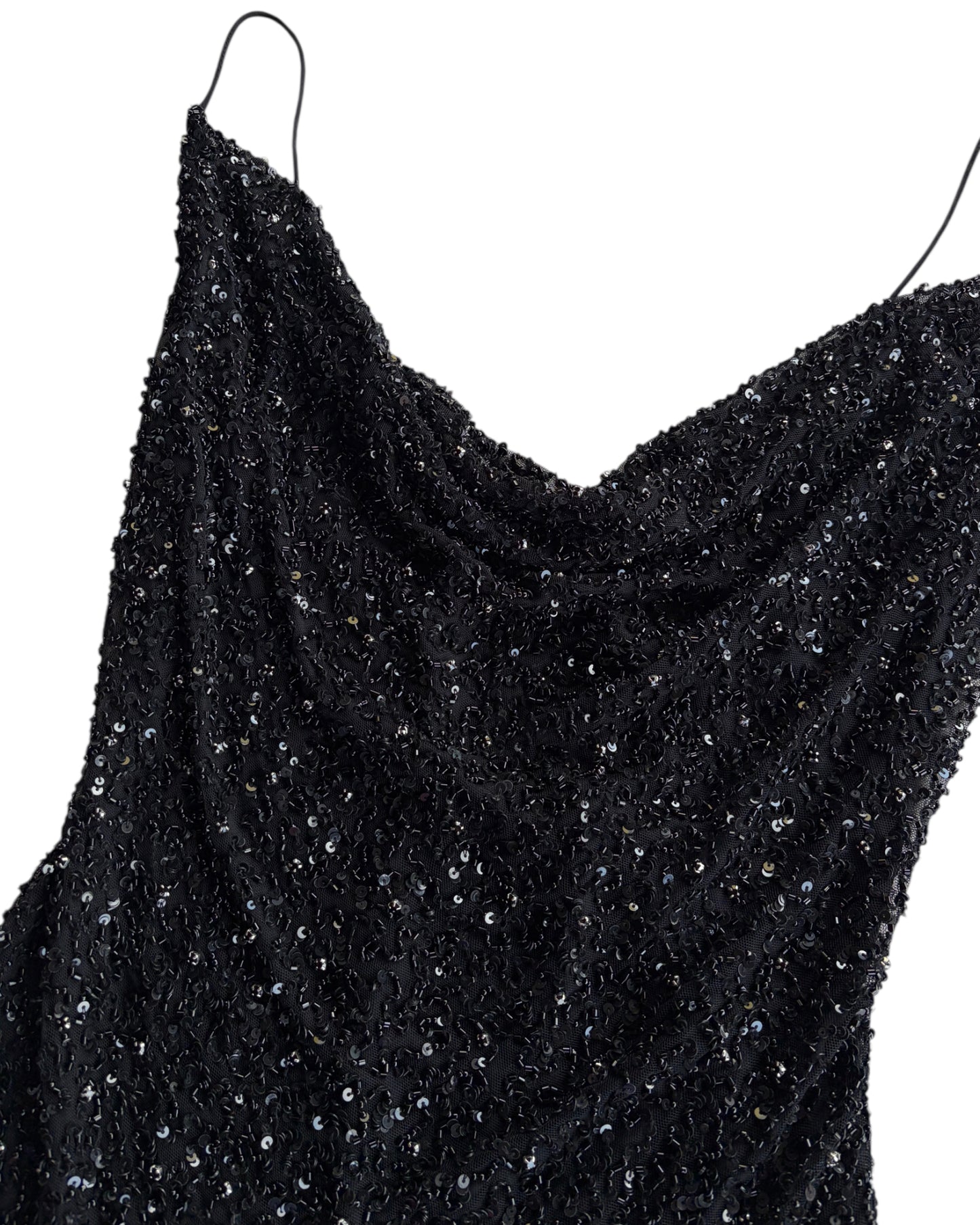 2000S RETROFÊTE BLACK SEQUIN CAMISOLE