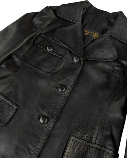 1970s HERRERO Y RODERO BLACK LEATHER JACKET