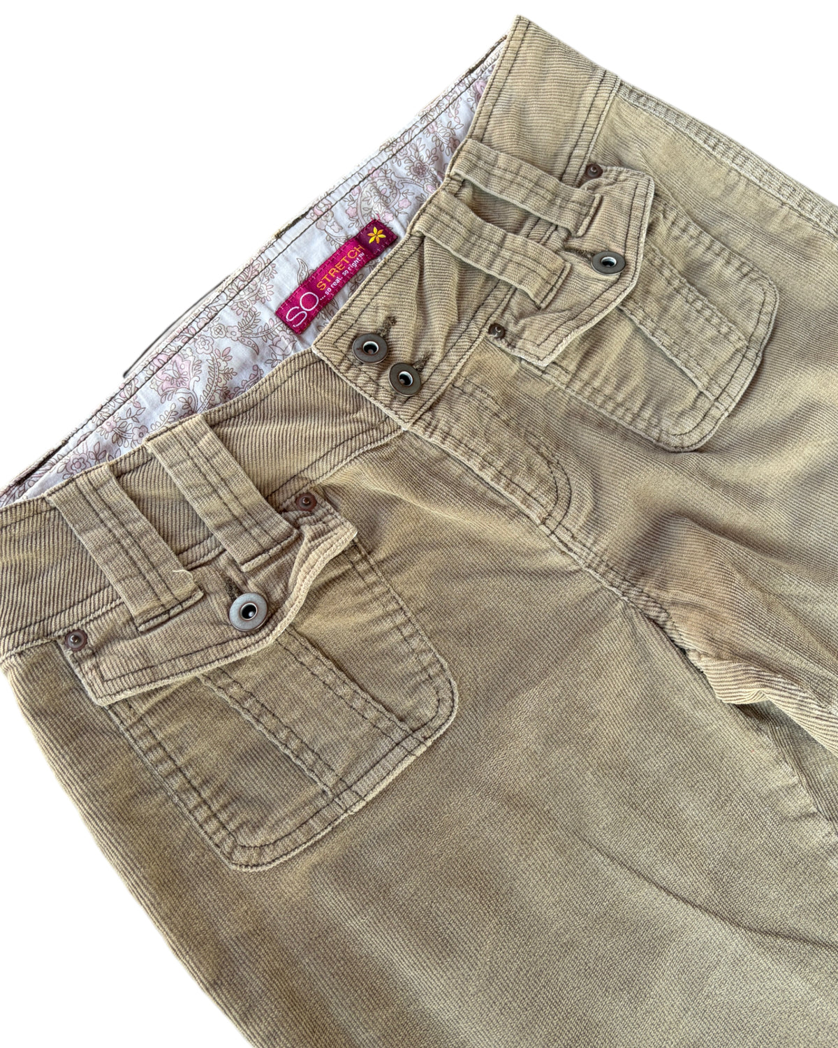 2000S SO STRETCH BEIGE CORDUROY PANTS