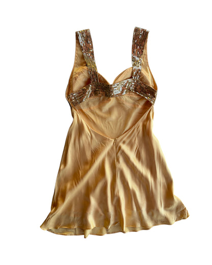 2000S NITELITE YELLOW SEQUIN STRAP DRESS